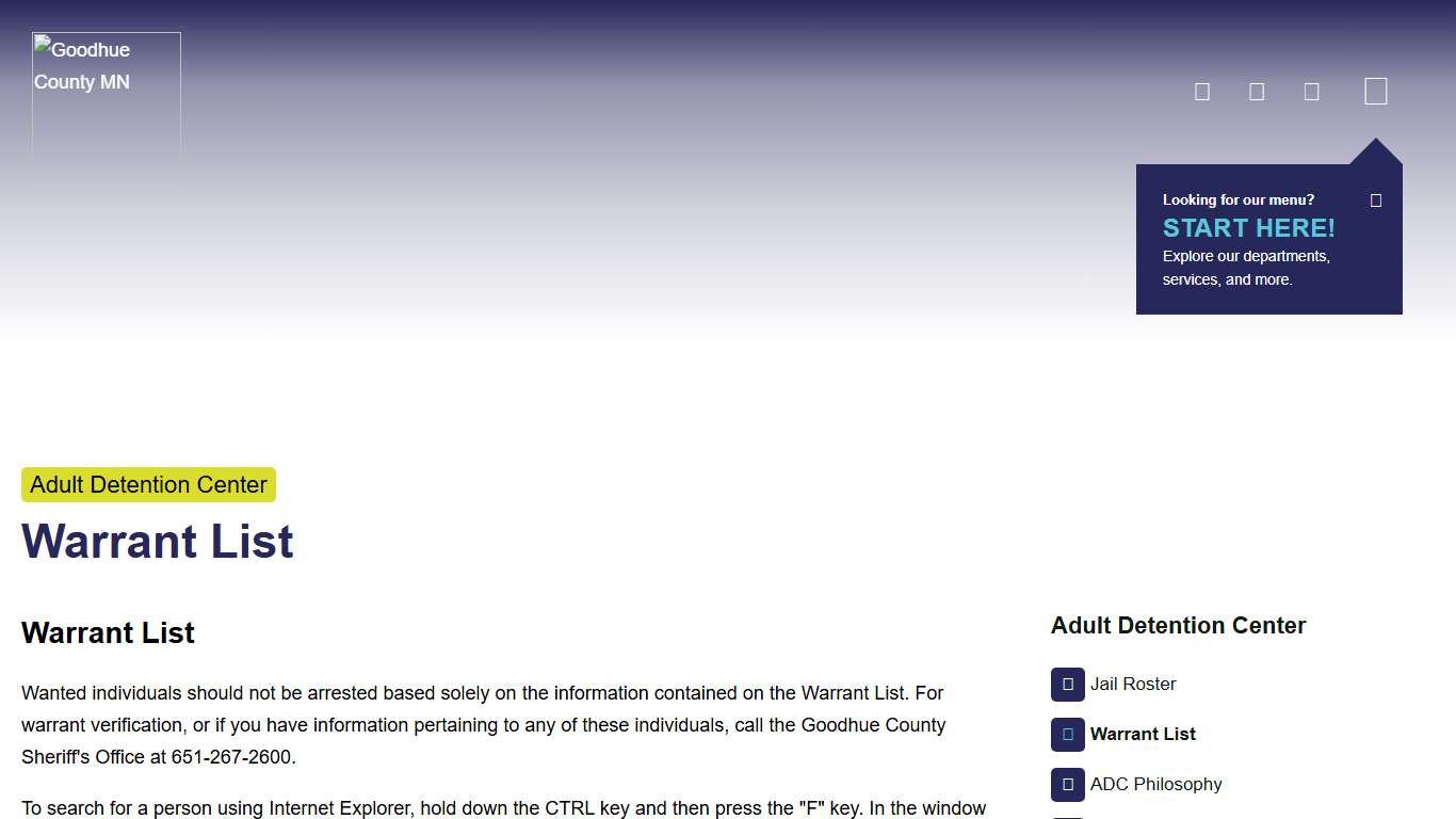 Warrant List - Sheriff's Office - Goodhue County, Minnesota